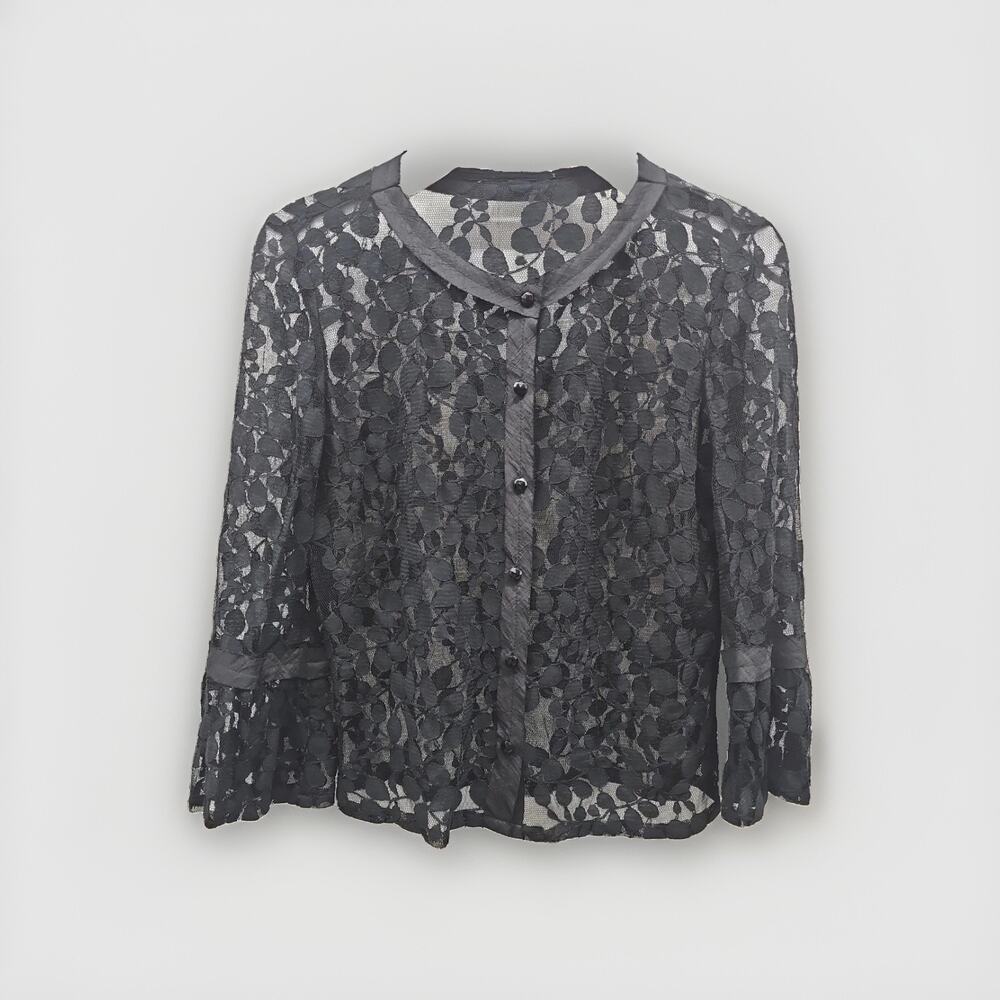 Theory Black Lace Blouse Bell Sleeve Whimsigoth Witchy Fairy Y2k S New Blazer